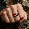 Anillo de Acero Inoxidable con Patrón de Lava Negro Dorado, Anillo Personalizado Retro de Moda para Hombre, Accesorio de Moda Estilo Arte en Laca