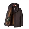 Nueva chaqueta de algodón de invierno para papás de mediana edad, con forro de polar, engrosada para abrigar, capucha desmontable, abrigo grueso de algodón casual para hombres