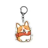 Llavero Perro Corgi Chai Muñeco Perro diy Dibujo Animado Lindo Llavero Acrílico Doble Cara Colgante para Bolso