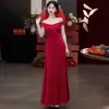 Vestido de Brindis de Novia Simple de Alta Gama Vestido Rojo de Compromiso Vestido de Banquete de Agradecimiento de Boda Anfitrión