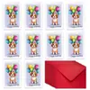 Transfronterizo Nuevo Juego de 10 Piezas/Set Tarjeta de Felicitación de Cumpleaños Juego de Sobres Perro de Dibujos Animados Lindo Tarjeta de Bendición de Cumpleaños