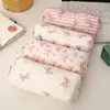 Nuevo Estuche de Lápices con Flor de Lazo Lindo Gran Capacidad Estudiante Ins Bolsa de Almacenamiento de Papelería de Alto Valor