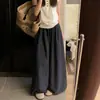 Pantalones Culotte Negros de Algodón Lino Seda Hielo para Mujer, Estilo Delgado de Verano, Tallas Grandes para Figuras Curvilíneas, Cintura Alta, Corte Holgado, Pantalones Casuales Adelgazantes