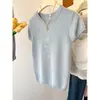 Camiseta de Punto Calada sin Espalda Verano 2025 Manga Corta Nuevo Diseño Ajustado para Mujer