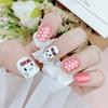 Unhas postiças rosa fofas do Hello cat com padrão de desenho animado simples, removíveis, para estudantes, meninas, manicure branca, usar unha