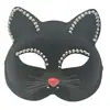 Festa a Fantasia Boate Máscara de Gato Meio Rosto Flocada Fofa Sexy Atravessando Fronteiras Halloween Fábrica Atacado Máscara