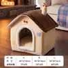 Casa para gatos cerrada de doble techo, desmontable, con una cálida cortina de puerta para otoño e invierno, una cama para perros tipo tienda de campaña, proporcionando una sensación de seguridad para las mascotas, una casa para perros