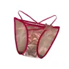 Ropa Interior Femenina de Satén Francés Pure Desire Transparente Transpirable Sexy Tentación Corte de Cintura Baja Calado Bordado de Mariposa Tanga
