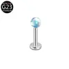 Venta al por mayor transfronteriza Aleación de titanio Forma de T Acrílico Fondo plano Láser Bola redonda G23 Pendientes Tachuelas para labios Joyería para piercing