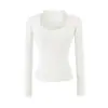 Estilo girl picante, camiseta de manga larga con escote pronunciado, colección de otoño para mujer, fina y ligeramente transparente, elástica, ajustada, sexy y adecuada como prenda interior o top