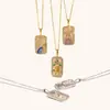 Moda Clásica Versátil Transfronteriza Europea y Americana Colgante Acero Inoxidable Chapado en 18K Goteo de Aceite Diamante Completo Constelación Cuadrado Colorido Collar