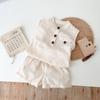 2026 Roupa Infantil Coreana Original de Algodão e Linho Conjunto Estilo Verão para Bebês e Crianças Pequenas Classe A Fino Amigo da Pele Sem Mangas Conjunto de Duas Peças para 1-3 Anos