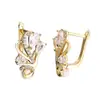 Pendientes de Zirconia con Forma de Pétalo y Gota de Agua de Venta Caliente Transfronteriza, Clips para Orejas Chapados en Oro Estilo Lujo Ligero, Versátiles para Banquetes y Bodas