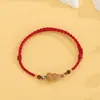 Novo Estilo Chinês Madeira de Pessegueiro Antiga Cabaça Pulseira de Corda Vermelha para Mulheres Ano Zodiacal 2025 do Ano Bom da Sorte e da Paz Pulseira de Cinábrio Presente para Estudantes