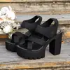 Sandalias de nuevo estilo, punta redonda, estilo europeo y americano, tacón alto, 2026, moda fly-knit, transfronterizo, talla grande, tacón grueso, verano, comercio exterior