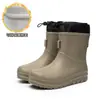 Botas de Chuva com Cadarço Masculinas Novas Impermeáveis para Caminhada ao Ar Livre Sapatos de Água Casuais Botas Curtas Casal Botas de Chuva de Cano Médio