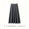 Saia de cashmere para mulheres, estilo coreano, com caimento fluido, tecido espesso, comprimento longo, design elegante em A, nova coleção outono/inverno