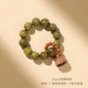 Nova Corda de Contas Budistas Chinesa de Sândalo Verde Torcida à Mão com Sementes de Lótus e Caroço de Oliva para Brincar na Ponta do Dedo Pulseira Macia para Mulheres Item Portátil para Brincar Masculino