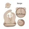 Plato de Cena de Silicona Babero para Bebé Tazón para Bebé Niños Vajilla Tenedor Taza para Snacks Anticaída traje Transfronterizo en stock Comer