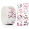 500 Pegatinas Decorativas Lindas de Hello Kitty de Dibujos Animados Pegatinas en Rollo Pegatinas de Sellado Adhesivo No Secante Pegatinas en Rollo Pegatinas Creativas DIY para Niños