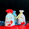 Novo Presente de Ano Novo DIY Bolsa com Cordão Lanche Casual Floco de Neve Bolo Embalagem de Presente de Ano Novo Bolsinho com Amarração