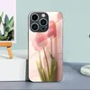 Aplicable a Apple 18PRO Funda de Vidrio Templado 17PROMAX Funda Protectora de Tulipán iPhone16 Flor Rosa 17E