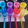 Copo Plástico Color-Changing com Tachas, Logo de Fornecimento Direto, Canudo de PP, Sensível à Temperatura, Muda de Cor Arco-Íris, Nuvem Colorida