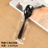 Colher Descartável, Transparente, Espessada, Cabo Curvo, Cabo Fosco, Colher de Arroz Criativa, Uso Comercial, Embalada Individualmente