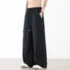 Pantalones de Pierna Recta de Seda Helada de Verano para Hombre, Estilo Hong Kong, Corte Holgado, Pierna Ancha, Alta Calidad, Frescos y Deportivos