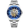 Reloj de Cuarzo para Hombre BINBOND Binbang Hollow Business Resistente al Agua Redondo Correa de Acero Genuino Reloj Water Ghost para Hombre