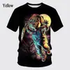 Nueva Moda Hombre Halloween Calle Divertido Horror Chagi Impresión Digital 3D Cuello Redondo Manga Corta Transfronterizo