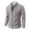 Cárdigan de punto para hombre de mediana edad, otoño e invierno, cuello alto, cárdigan casual transfronterizo para hombre, chaqueta suéter, cuello alto, tejido, engrosado, cálido