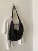 Bolsa Croissant Estilo Coreano Ins, Bolsa de Lona de Grande Capacidade, Bolsa de Nylon Plissada Xadrez Estilo Preguiçoso, Bolsa de Ombro Transversal para o Dia a Dia