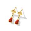 Aretes Originales Folu Doble Plata Esterlina 925 Nuevo Ágata Roja del Sur China Ruyi Xiangyun Aretes Ins Aretes de Calabaza