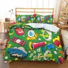 Amazon juego de tres piezas de dibujos animados con graffiti, impresión digital, poliéster, ropa de cama para niños, comercio exterior transfronterizo, venta al por mayor de textiles para el hogar