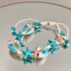 Pulseira de Concha e Búzios Estilo Resort à Beira-Mar, com Contas Empilhadas, Alto Valor Estético, Versátil, Joia Feminina Suave e Elegante