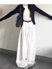 Calça Jeans Branca Wide Leg para Mulheres, Novo Estilo Outono 2025, Solta e Emagrecedora, Cintura Alta, Caimento Fluido, Perna Reta, Comprimento no Chão para Primavera e Outono