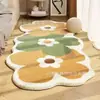 Tapete de Chão Estilo Ins em Formato Floral de Falso Caxemira, Resistente a Manchas e Fácil de Cuidar, Tapete de Quarto ao Lado da Cama, Tapete de Sala de Estar Resistente ao Desgaste e Antiderrapante