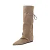Botas Empilhadas da Moda da Internet para o Outono de 2026, Uso Duplo Conversível, Bico Fino, Salto Embutido, Botas Longas Hot Girl, Botas Western