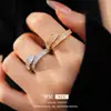 Anel Aberto Exquisito e Luxuoso em Forma de Cobra Cravejado de Zircônia, Anel de Nicho de Alto Padrão com Estilo Moderno e Versátil, Joias para Atacado