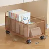 Estante de armazenamento de livros sob a mesa, de chão, com rodas, caixa de livros móvel, prateleira de armazenamento especial para mochilas de sala de aula de estudantes
