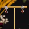 Brincos de Flor Vazada com Design de Nicho de Luxo Leve Zircônia com Seis Garras Longas Brincos Simples e Requintados Brincos da Moda para Mulheres