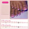 Uñas de Pie Portátiles Europeas y Americanas Transfronterizas Más Vendidas con Diamantes Rosas Brillantes Estilo Francés Nuevo Fábrica de Uñas de Pie Portátiles Venta al por Mayor