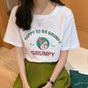 Camiseta de Algodão de Manga Curta 2025 Verão Popular Feminina Solta Moda Versátil Tendência Estampada Tops Femininos Branco t Exportação