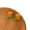 Pendientes de botón de rosa amarilla 3D 2026 Nuevo Estilo Caliente Pendientes de Alto Diseño Sentido Pendientes Nicho Temperamento Accesorios de Pendientes de Moda