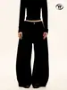 Calça de Moletom Esportiva Casual Estilo Americano Yongfang para Homens e Mulheres, Outono e Inverno, Patchwork Tendência, Solta, Fluida, Perna Larga, Comprimento no Chão