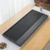 Bandeja de Chá de Pedra Preta Natural para Uso Doméstico, Bandeja Integrada de Pedra Estilo Chinês, Placa Única de Pedra, Mesa de Chá de Pedra Inteira com Riscas para Uso Seco e Úmido