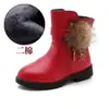 Botas de Princesa para Niñas Conejitos Mágicos Bonitos Bolas de Pelo Genuino Botines de Piel Botas de Nieve Botas Martin para Niños 2025 Invierno Nuevos Zapatos para Niños