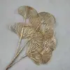 Flor artificial dourada fruta da sorte flor anual folha dourada azevinho de Natal fruto vermelho leque dourado arranjo de flores de eucalipto