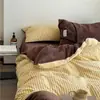 Juego de Cuatro Piezas de Funda Nórdica Cálida de Franela de Algodón Amigable con la Piel de Invierno Terciopelo de Leche Algodón Puro Franela de Algodón Puro Sábana Gruesa de Rayas Simples